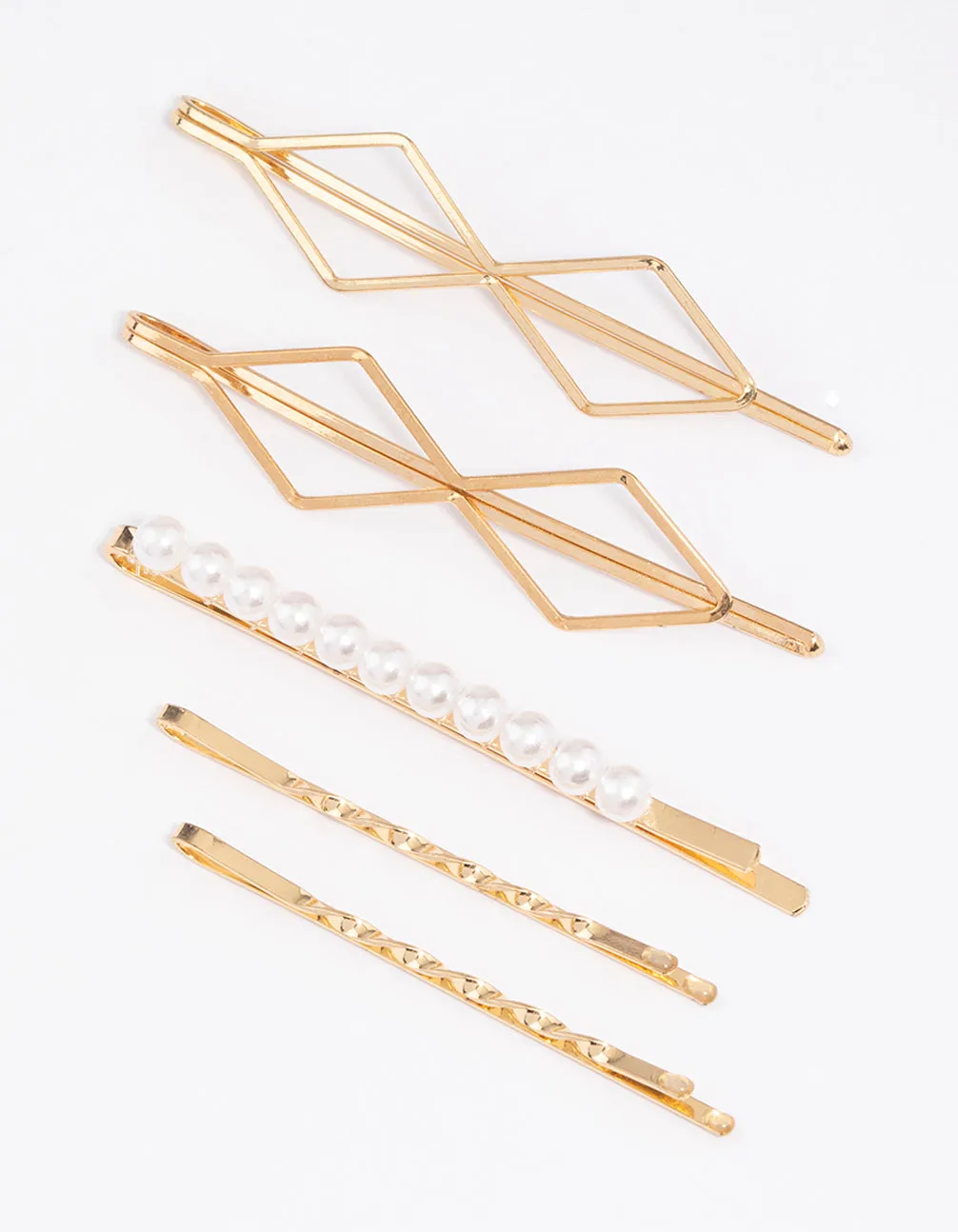 Gold Pearl Hair Slide 5-Pack