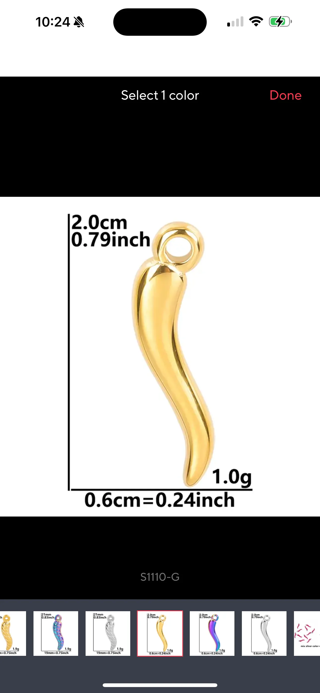 Gold Spicy Pepper Charm For Charm Necklace & Bracelet