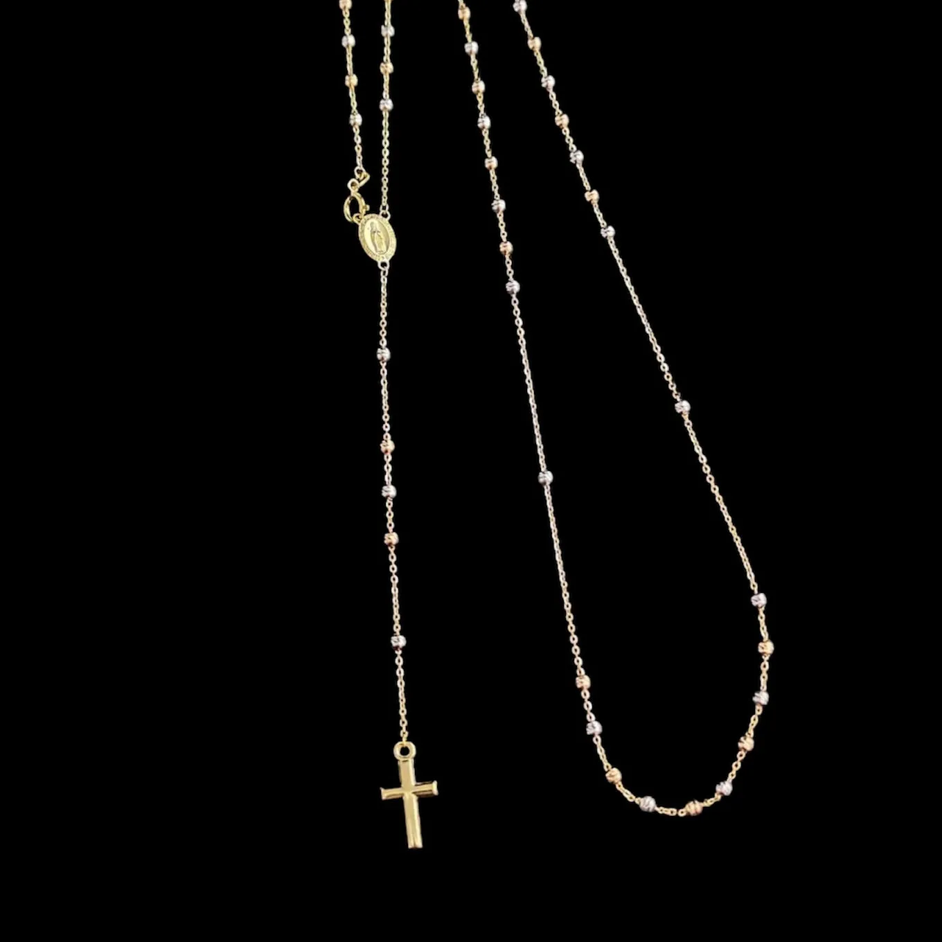 #GOLD2024 | 18K Golden Multi-Tone Rosary Necklace 24”