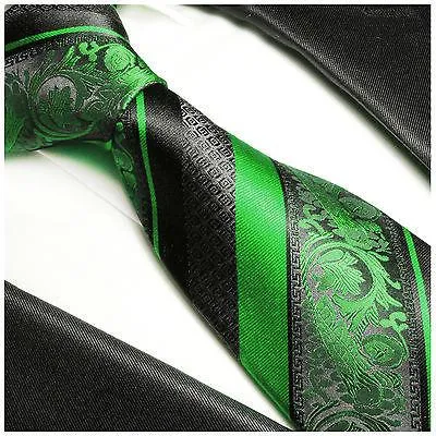 Green and Black Silk Necktie by Paul Malone