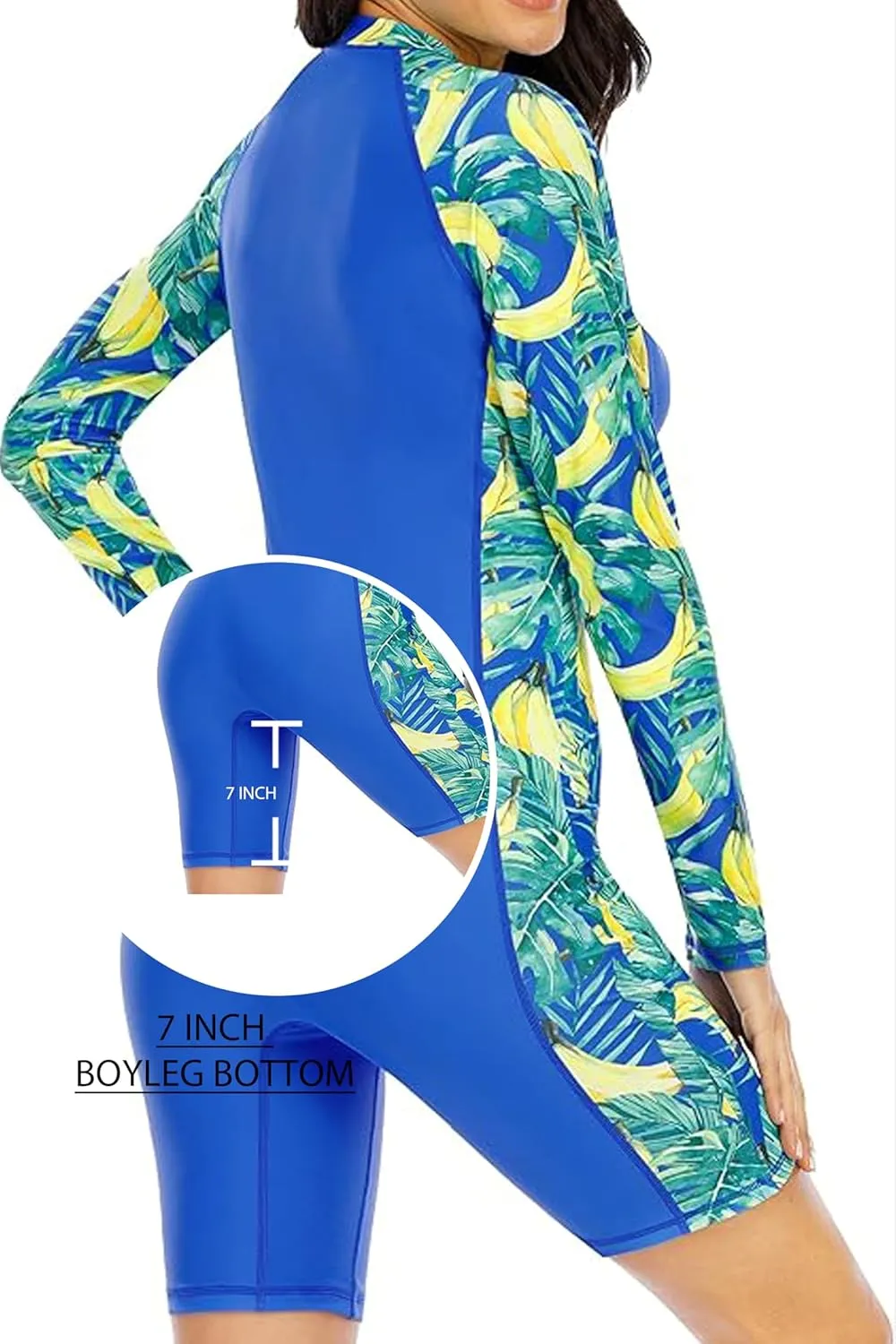 Halcurt Women's Boyleg One Piece Rash Guard with Built in Bra UPF50  Zip Long Sleeve Full Body Modest Swimsuit