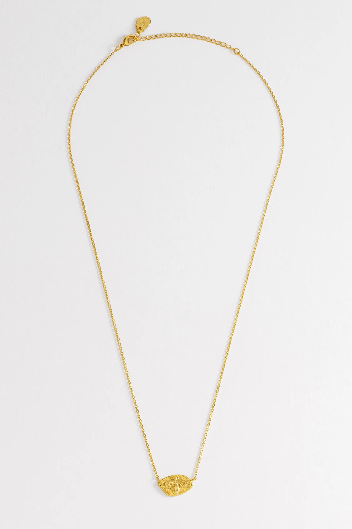 Hammered Coin Bee Pendant Necklace