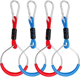 Hanging Ninja Rings (4 Pack) Ninja Warrior Accessories | Ninja Slackline Obstacle Course Accessories | Lily's Things Double Obstacle Course | Attachments to Most Home Playground Equipment Swing Sets