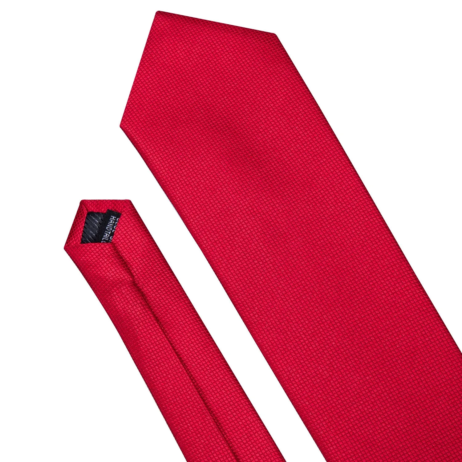 Hi-Tie Solid Red Necktie Pocket Square Cufflinks Set for Men