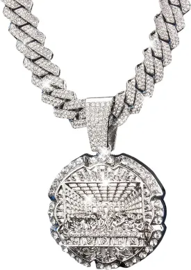 Hip-hop Cuban Chain, Rhinestone Pendant Necklace Jewelry For Men??Men's Fashion Jewelry??Women's Jewelry
