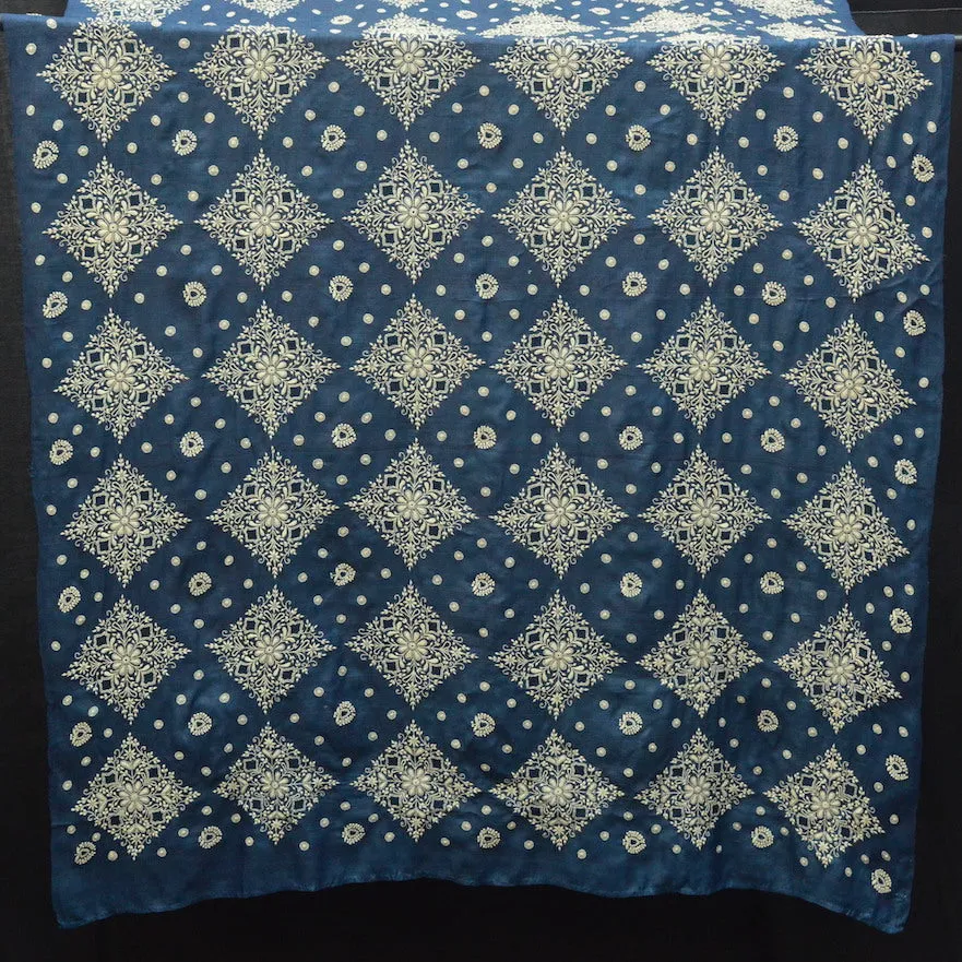 India, Bhairvis Chikan / Mamta Varma, Indigo Dupatta Shawl