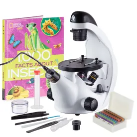 IQCrew By AmScope IN50 Series Inverted Compound Microscope 40X-500X Magnification with Digital Camera, Kid's Friendly Software and Introductory Insect Exploration Kit