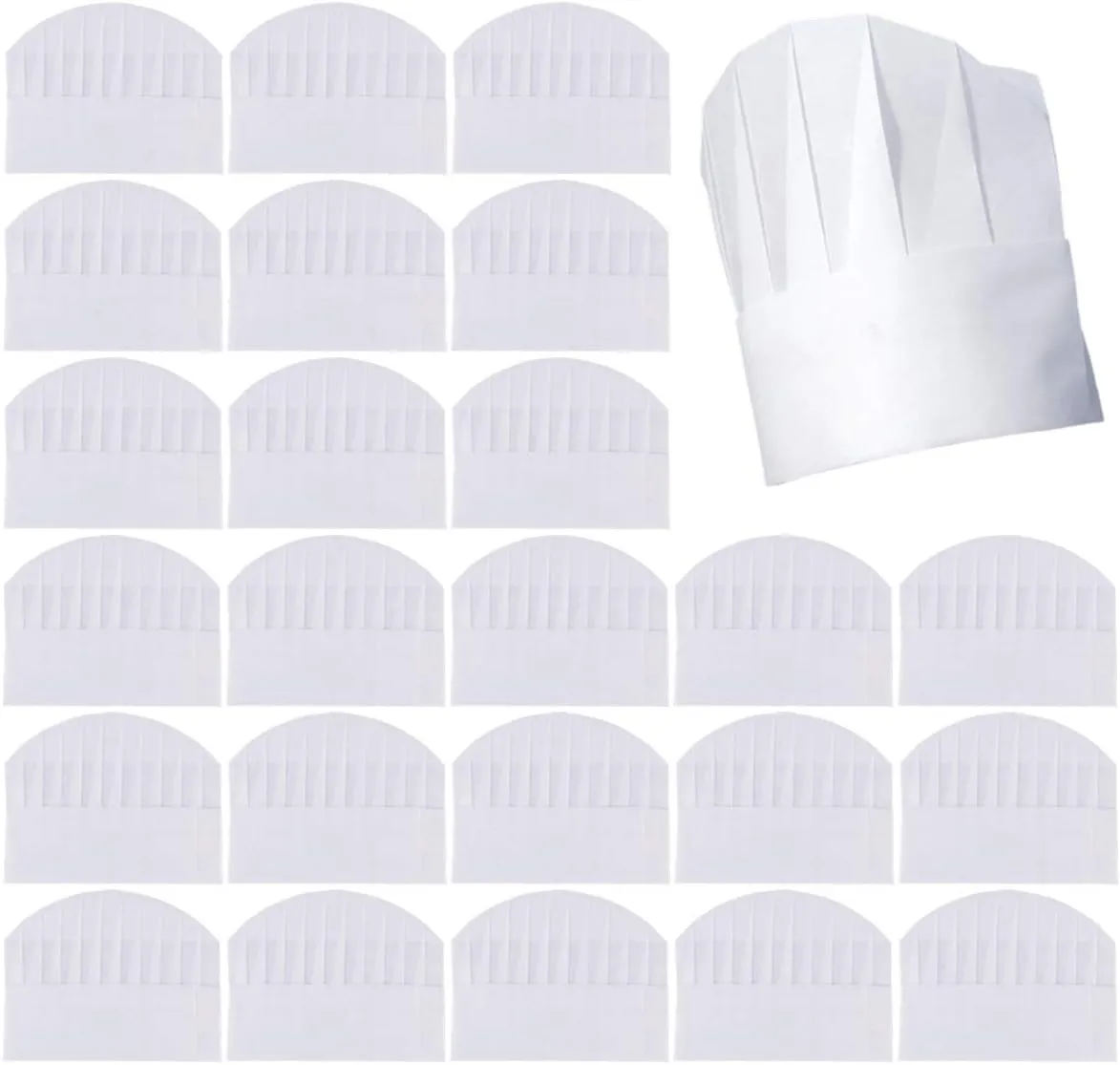 Kids Chef Hats 50 Pack Disposable 8 Inch Paper Chef Hats, White Chef Toques Caps for Kids Home Kitchen, Baking and Party Favors