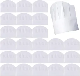 Kids Chef Hats 50 Pack Disposable 8 Inch Paper Chef Hats, White Chef Toques Caps for Kids Home Kitchen, Baking and Party Favors