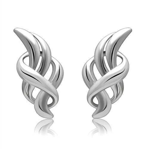 LO1991 Rhodium White Metal Earrings with No Stone