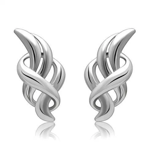 LO1991 Rhodium White Metal Earrings with No Stone