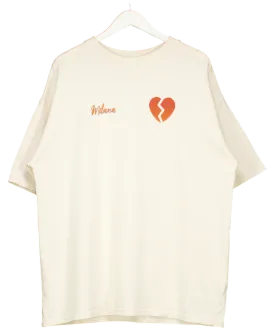 Milana Studios Cream Heart Breakers Club Heavyweight T-shirt UK XL