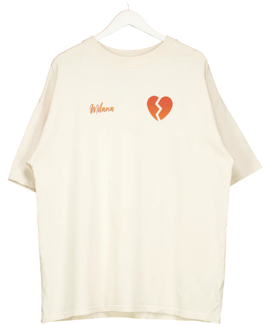 Milana Studios Cream Heart Breakers Club Heavyweight T-shirt UK XL
