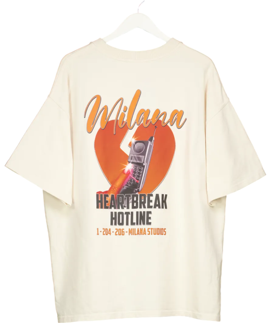 Milana Studios Cream Heart Breakers Club Heavyweight T-shirt UK XL