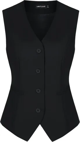 MINTLIMIT Waistcoat Vest for Women Fully Lined Button Down V Neck Formal Dressy Suit Vests with Pockets