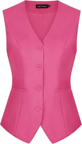 MINTLIMIT Waistcoat Vest for Women Fully Lined Button Down V Neck Formal Dressy Suit Vests with Pockets