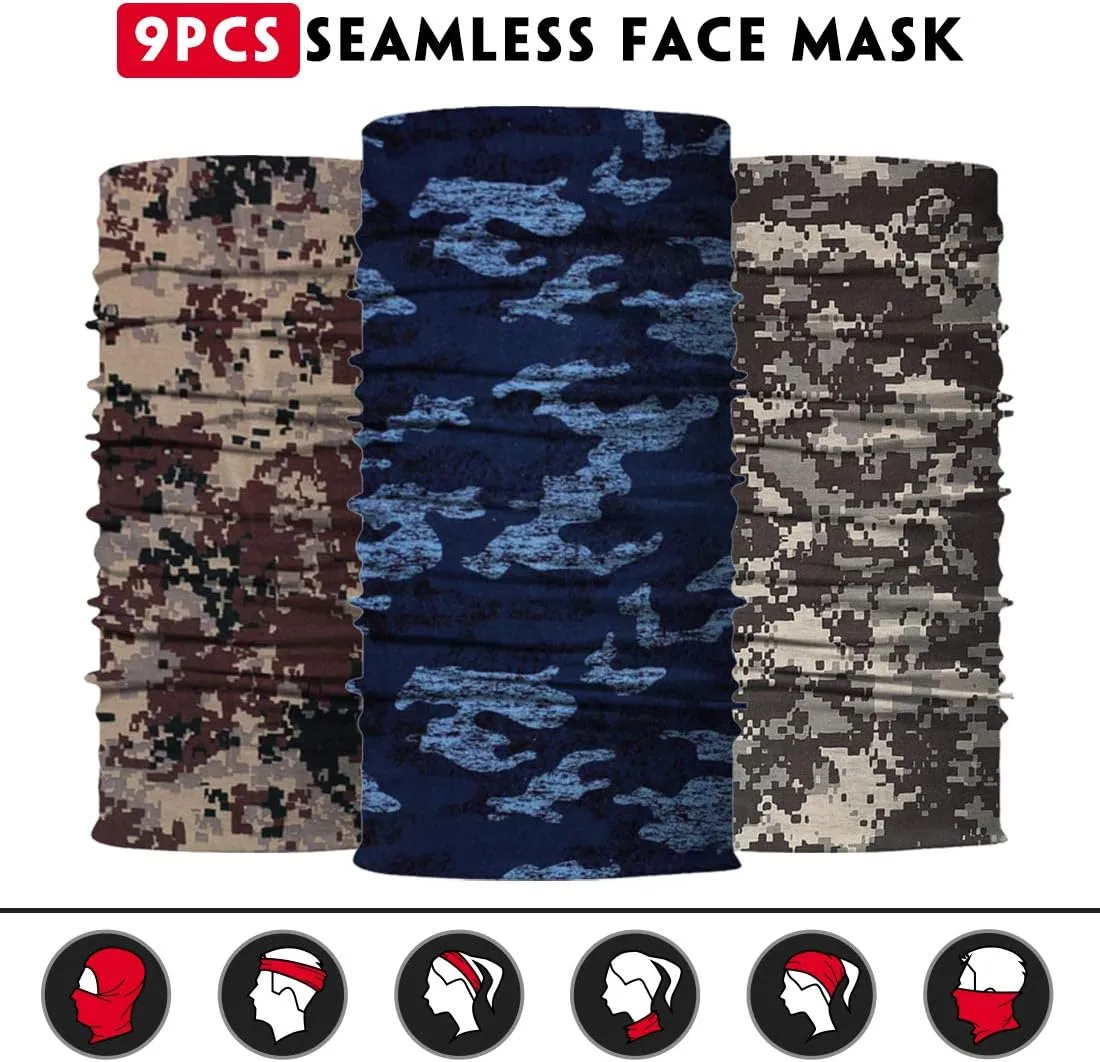Neck Gaiter for Men Women Headwear Bandana Head Wrap Face Scarf Mask Cover Warmer Balaclava-Seamless & Versatile