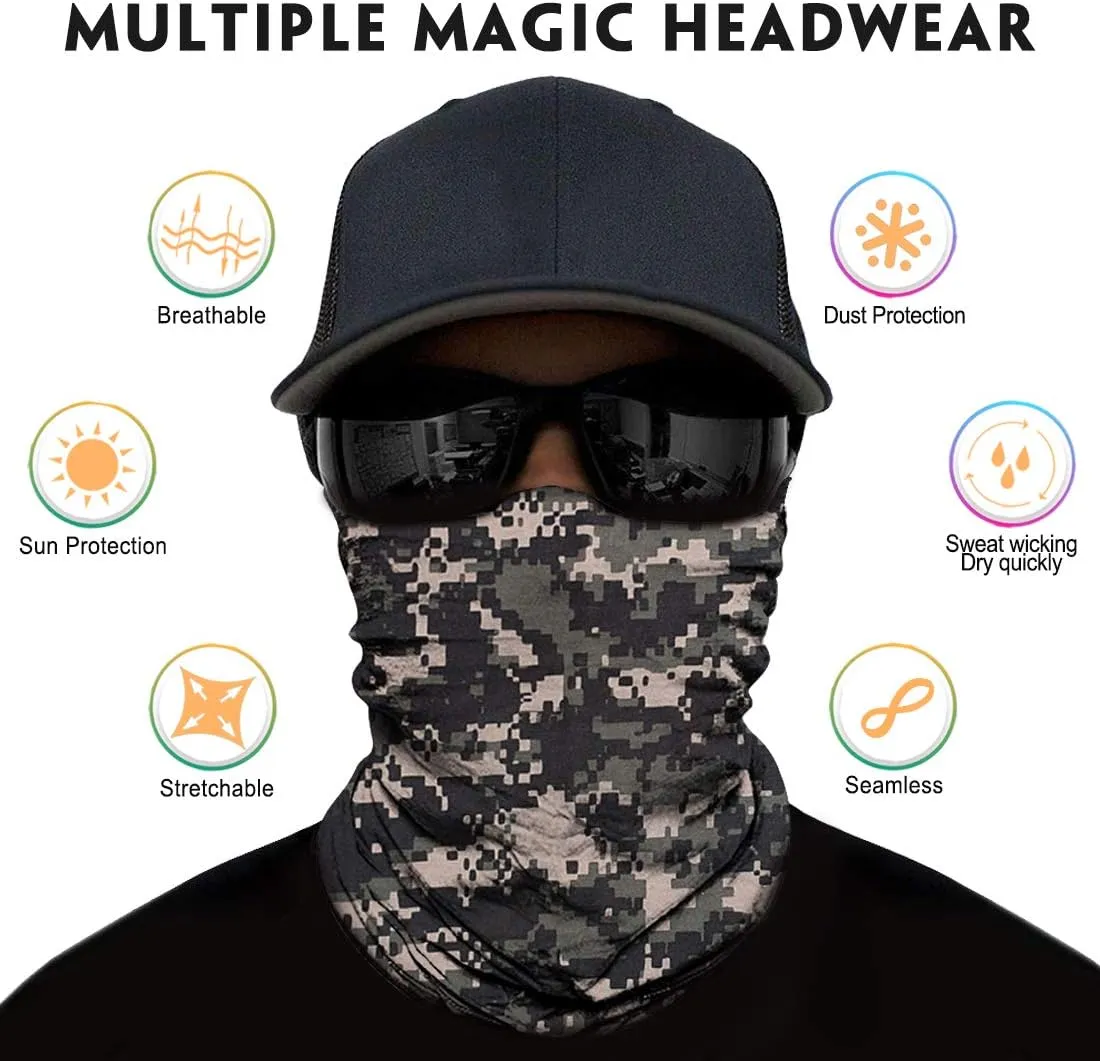 Neck Gaiter for Men Women Headwear Bandana Head Wrap Face Scarf Mask Cover Warmer Balaclava-Seamless & Versatile