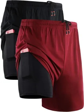 NELEUS Men's 2 in 1 Running Shorts with Liner,Dry Fit Workout Shorts with Pockets