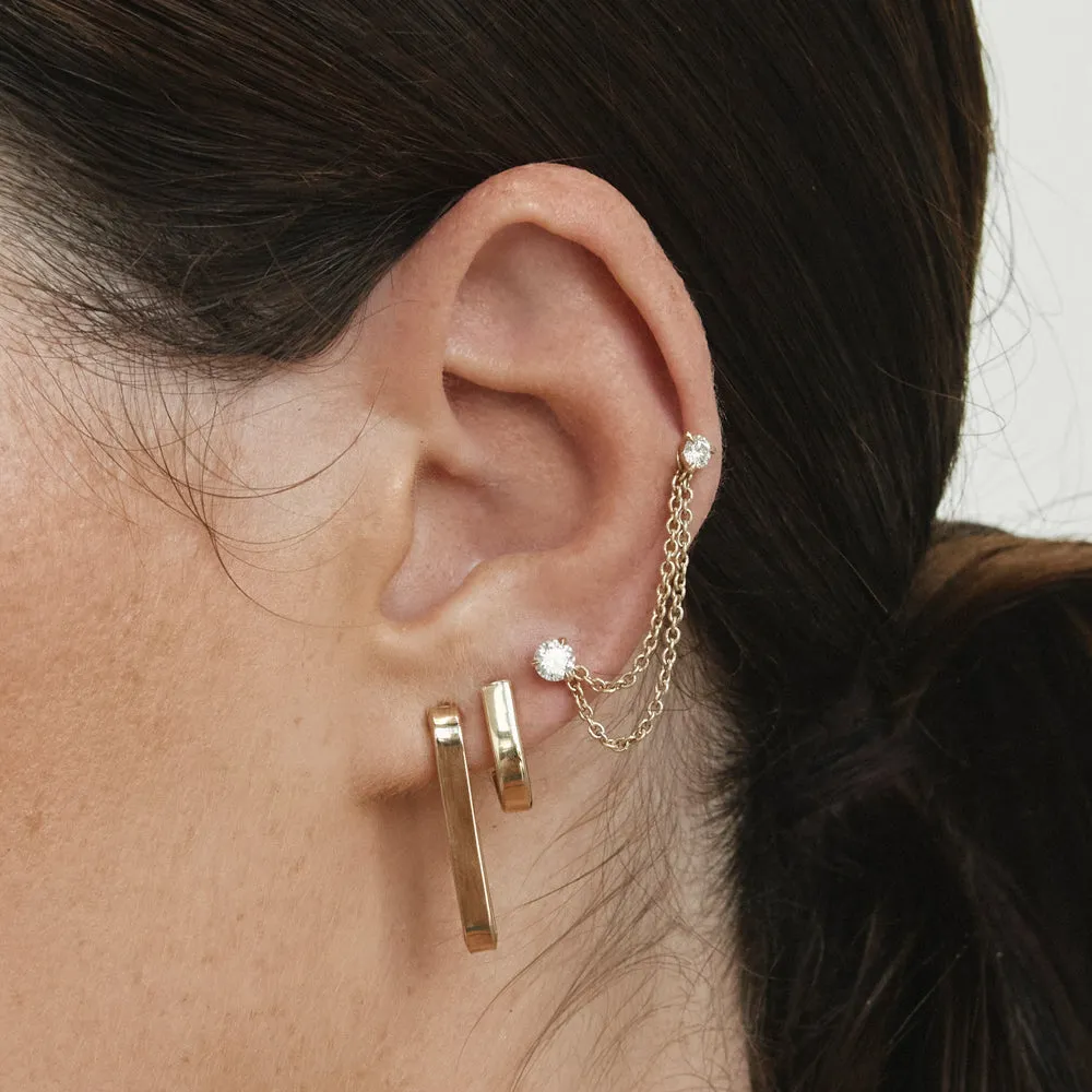 Plain U Shape Paperclip Hoop Stud Earrings in 10k Gold