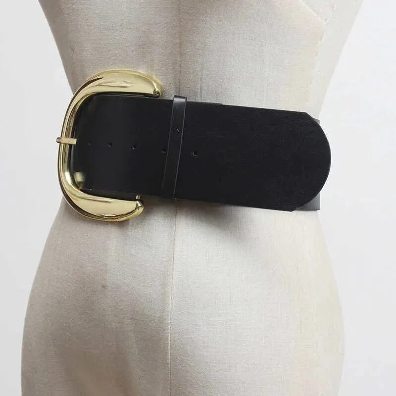 Pre Order:  Vegan Leather Big Buckle Wide Belt