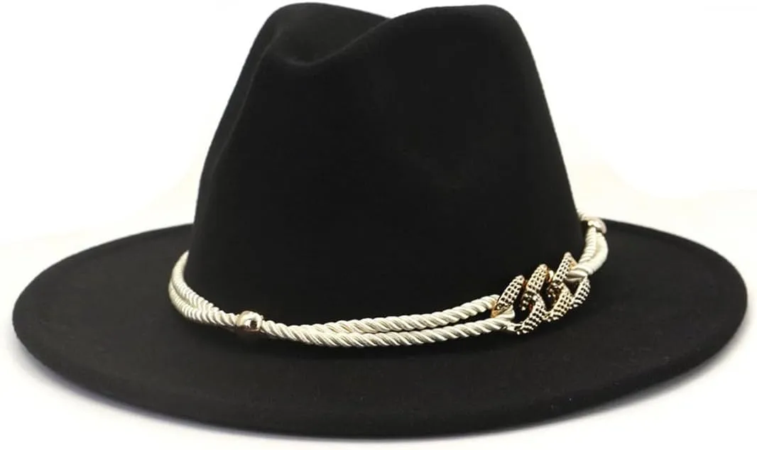 Pulcykp Fedoras Hats for Women Winter Autumn Wide Brim Panamas Felted Men Caps Jazz Hat