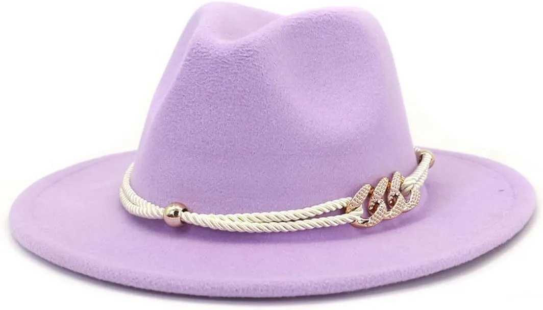 Pulcykp Fedoras Hats for Women Winter Autumn Wide Brim Panamas Felted Men Caps Jazz Hat