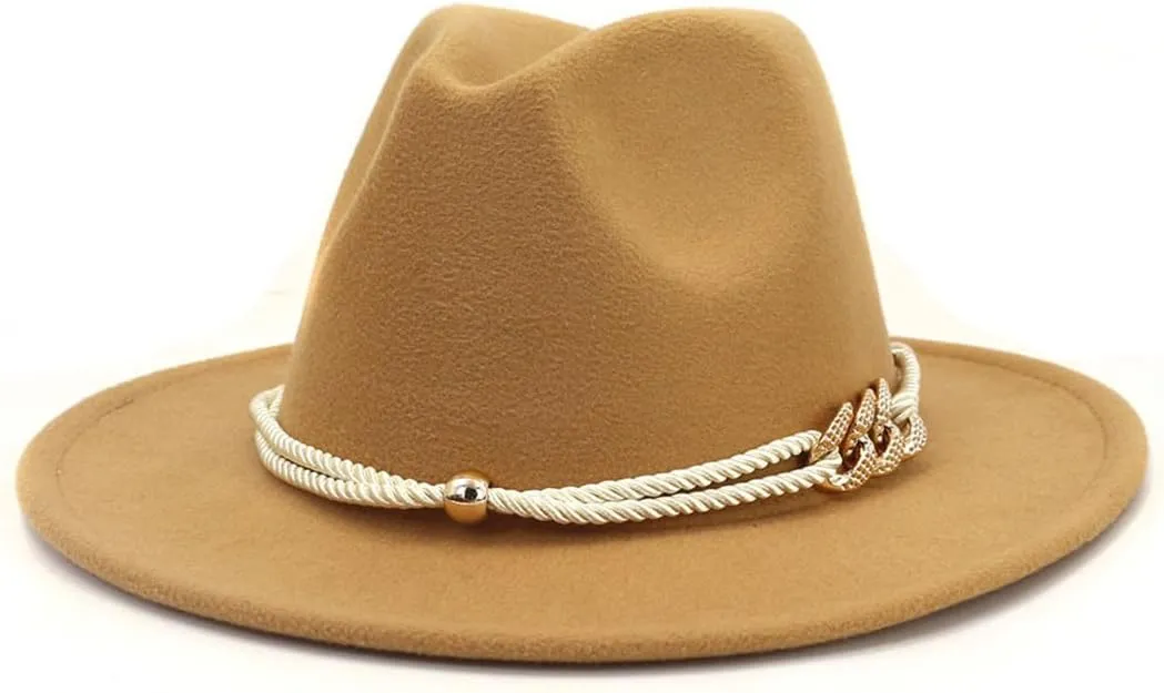 Pulcykp Fedoras Hats for Women Winter Autumn Wide Brim Panamas Felted Men Caps Jazz Hat