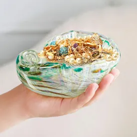 QFkris Blown Glass Conch Shell Figurine Art Sea Shell Decorative Statue Crystal Paperweight & Jewelry Tray for Tables, Desks, Entryways, and Living Rooms Home Decor for Women Gift