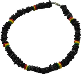 Real Chips Puka Shell Necklace 18" Rasta Black