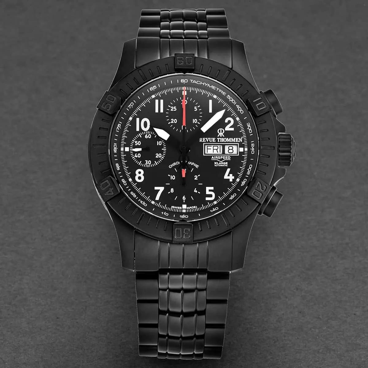 Revue Thommen Men's 16071.6174 'Air Speed' Black Dial Chronograph Day-Date Swiss Automatic Watch