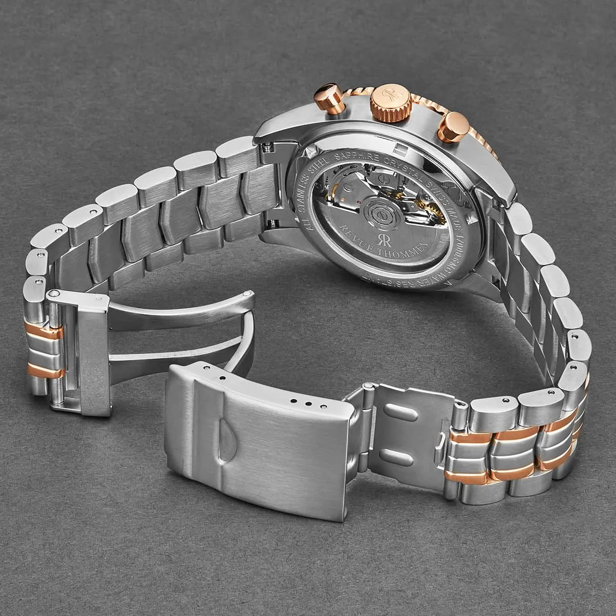 Revue Thommen Men's 17000.6157 'Aviator' Black Dial Two-Tone Chronograph Automatic Watch