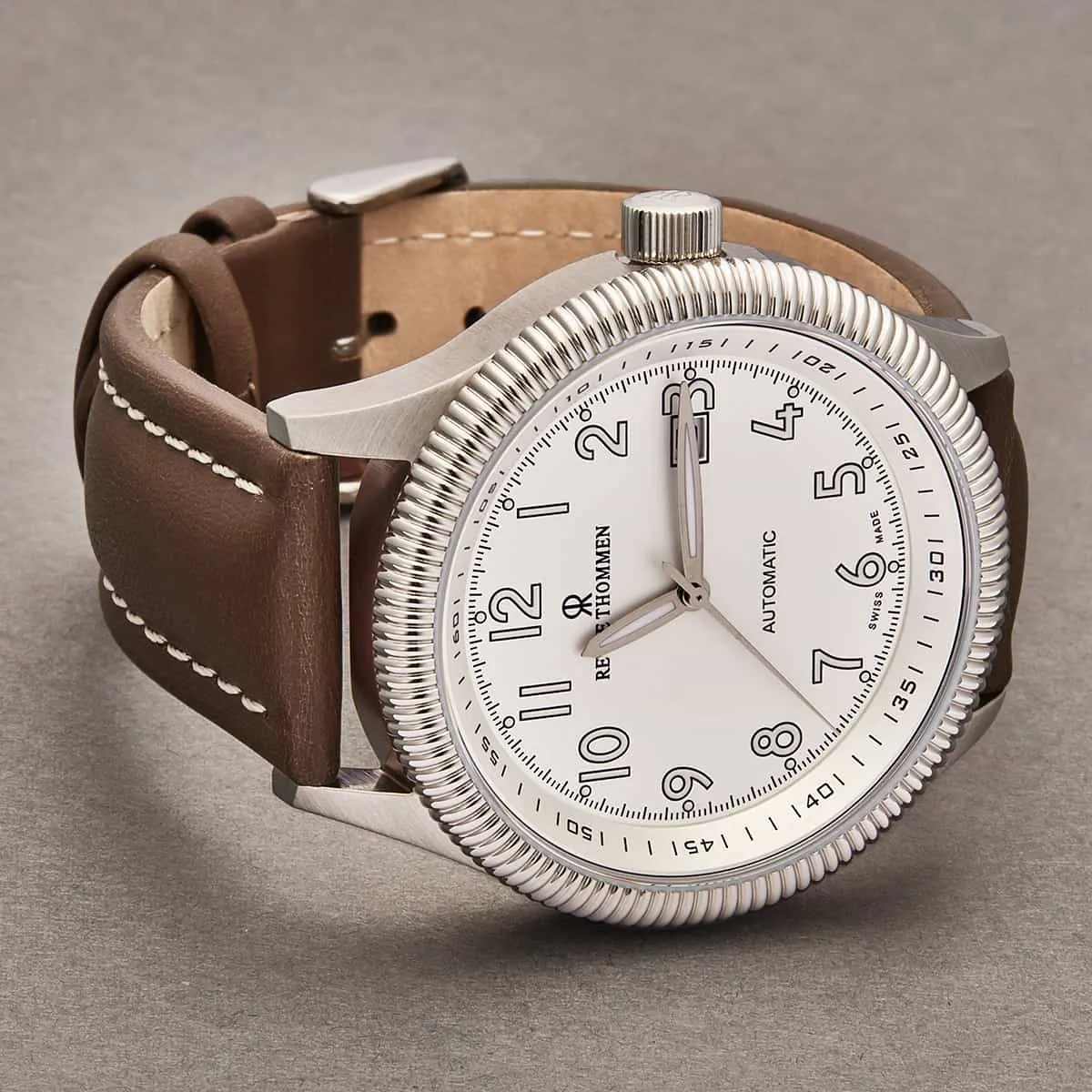 Revue Thommen Men's 17060.2523 'Pilot' Silver Dial Brown Leather Strap Automatic Watch