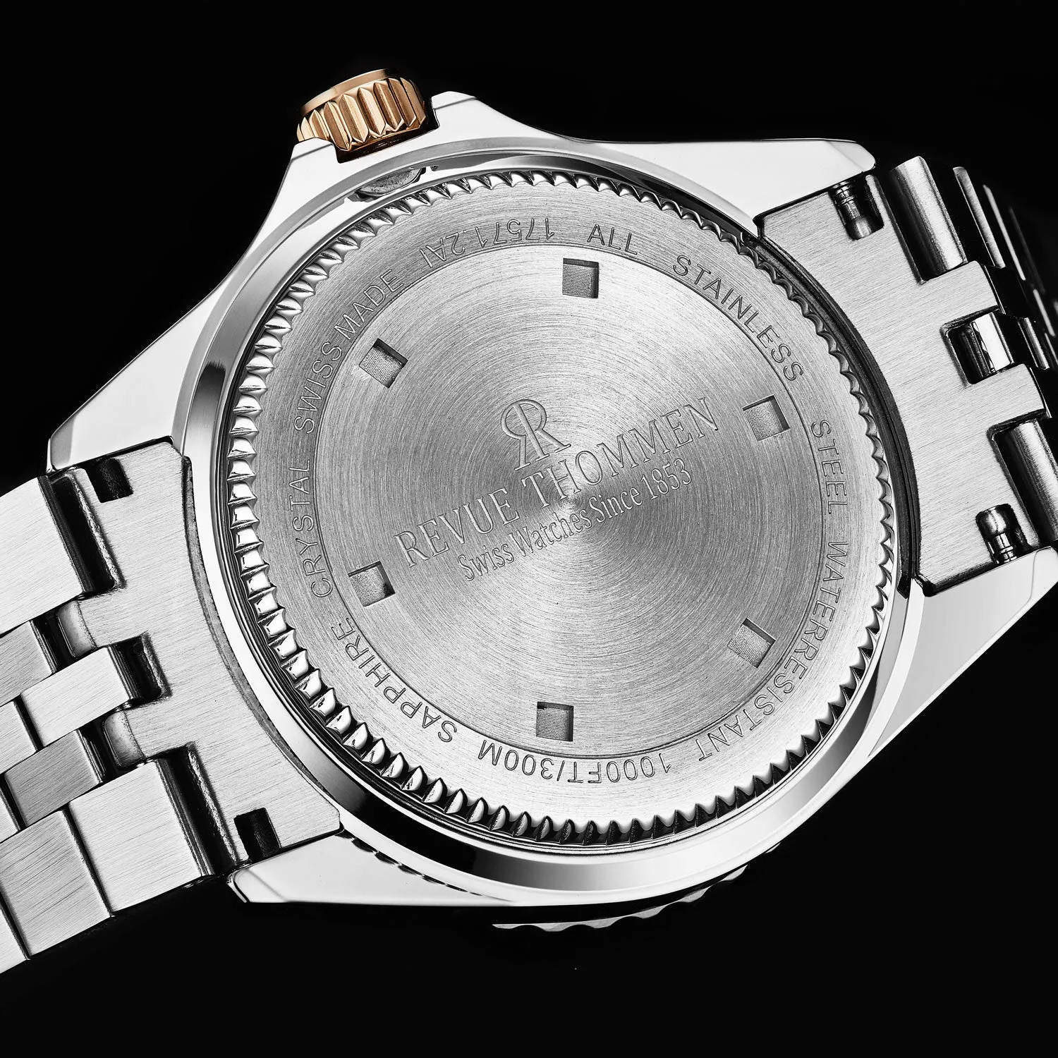 Revue Thommen Men's 'Diver' Black Dial Two Tone Stainless Steel Bracelet Automatic Watch 17571.2257