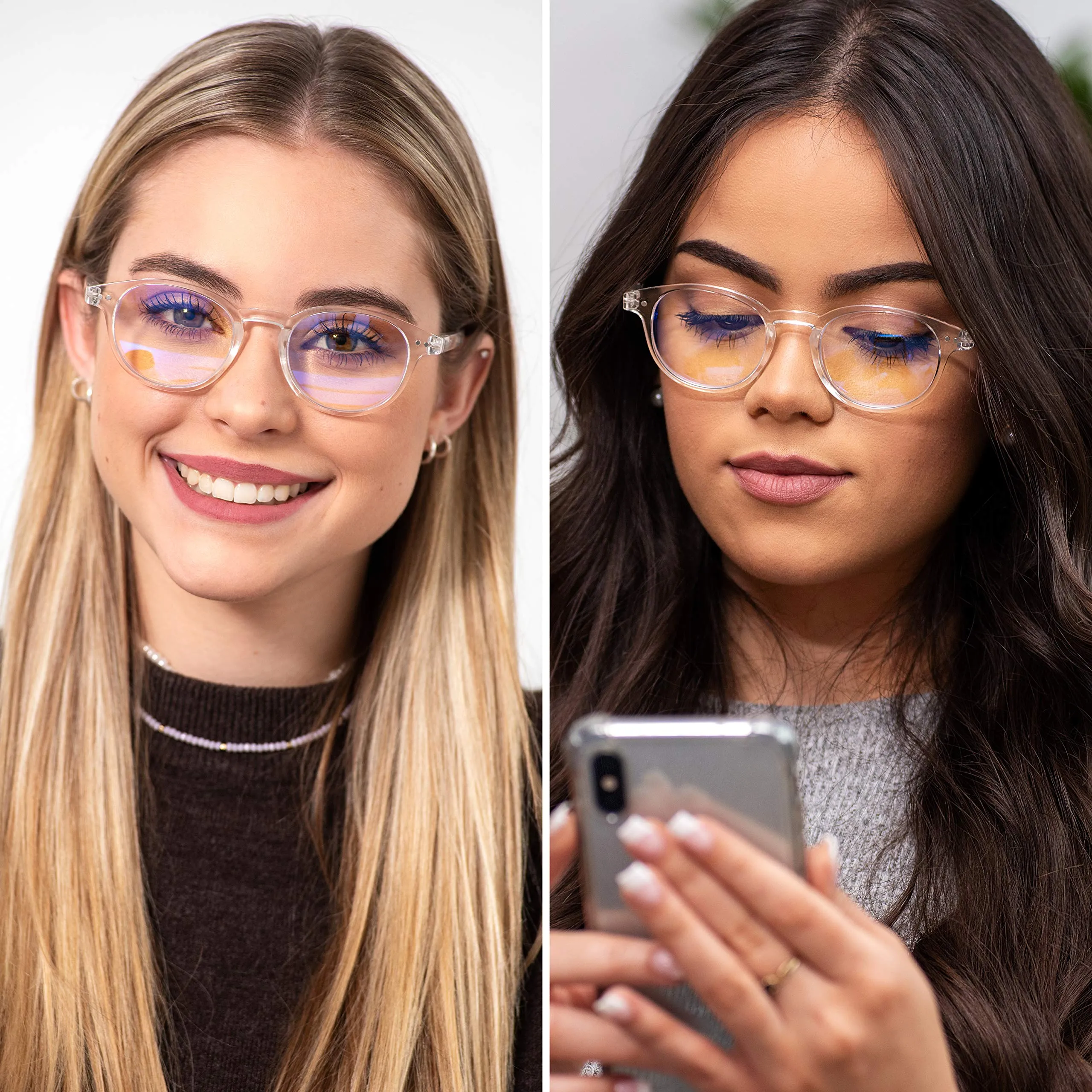 Round-Blue-Light-Blocking-Reading-Glasses-Clear-0-25-Magnification-Computer-Glasses