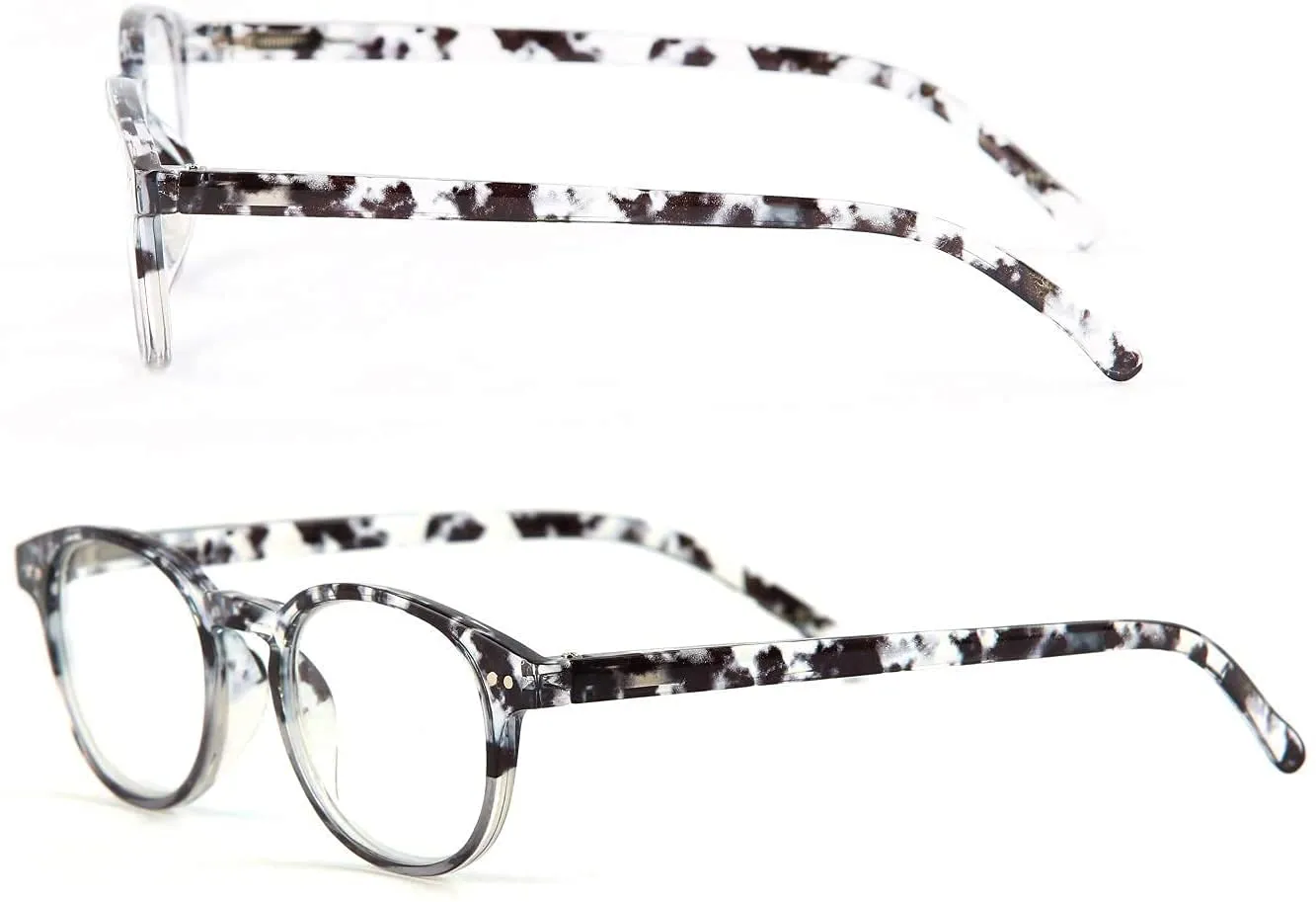 Round-Blue-Light-Blocking-Reading-Glasses-Uv-Protection-3-00-Magnification-Clear-Black
