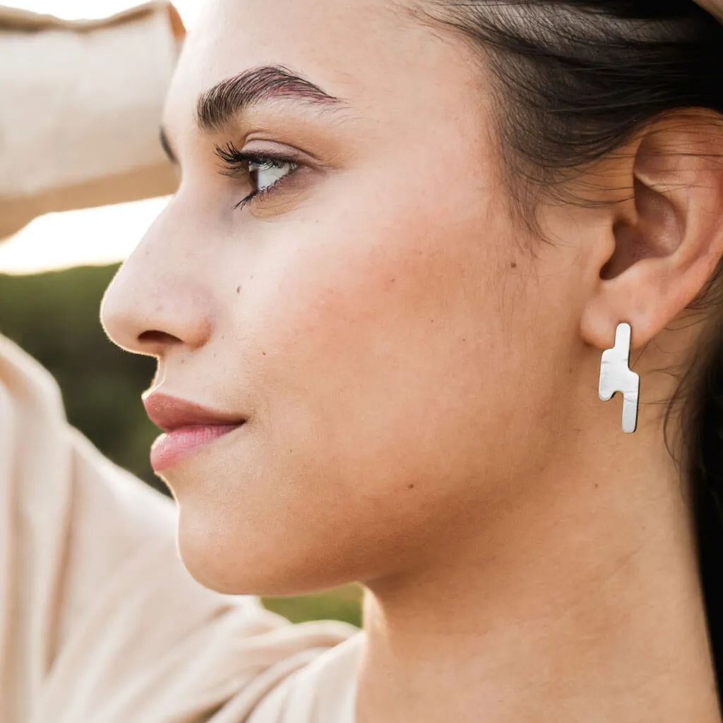 SALE - Striate Mismatched Stud Earrings - Sterling Silver