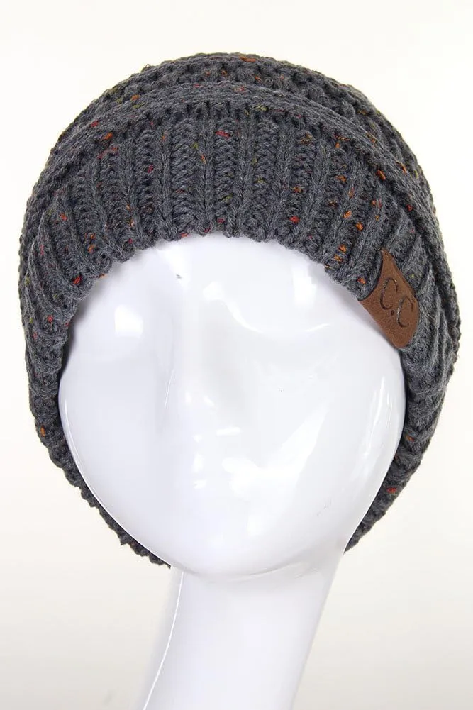 ScarvesMe Women Confetti BeanieTail Ponytail Messy Bun Solid Ribbed Beanie Hat Cap