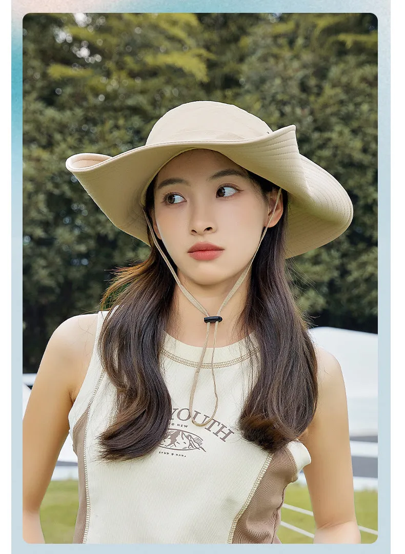 Sidiou Group ANNIOU Casual Wide Brim Bucket Sun Hat for Women Outdoor Camping Climbing UV Protection Hats Adjustable Breathable Sunshade Fishing Hat