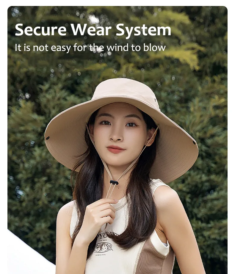 Sidiou Group ANNIOU Casual Wide Brim Bucket Sun Hat for Women Outdoor Camping Climbing UV Protection Hats Adjustable Breathable Sunshade Fishing Hat