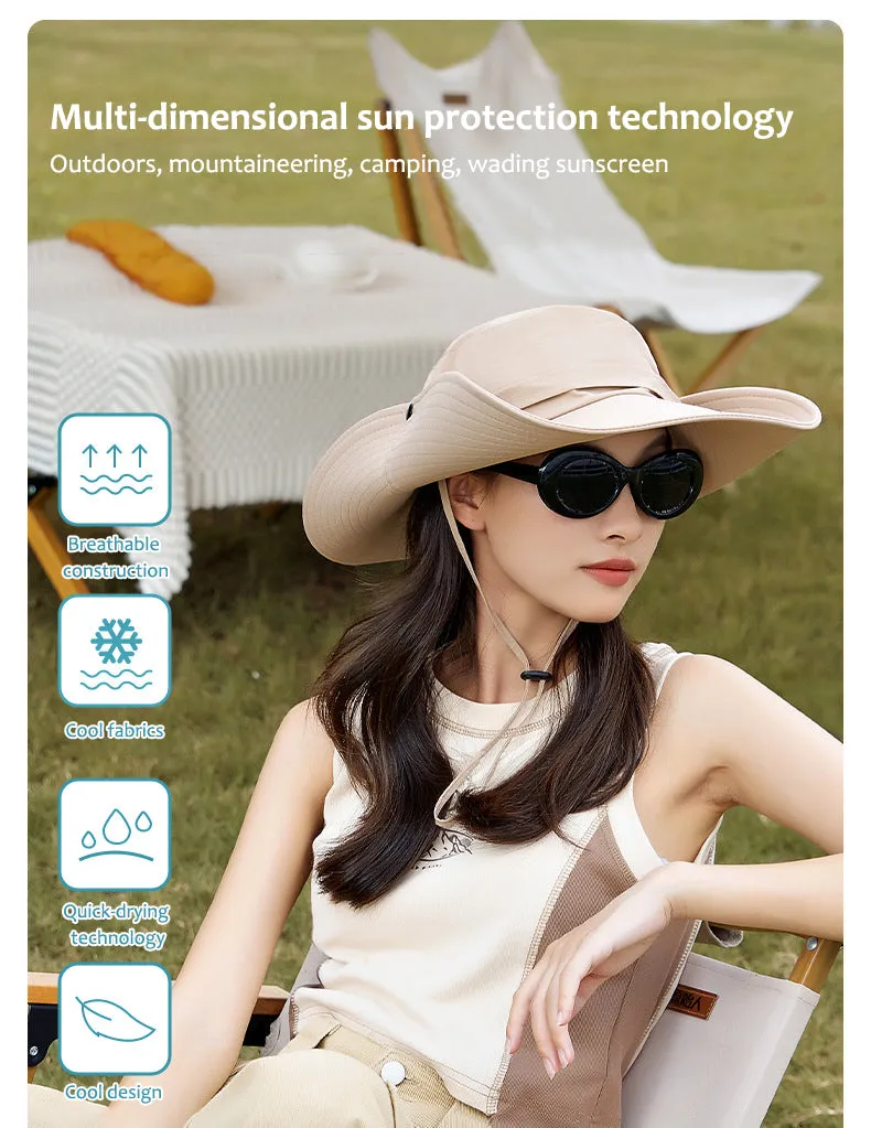 Sidiou Group ANNIOU Casual Wide Brim Bucket Sun Hat for Women Outdoor Camping Climbing UV Protection Hats Adjustable Breathable Sunshade Fishing Hat