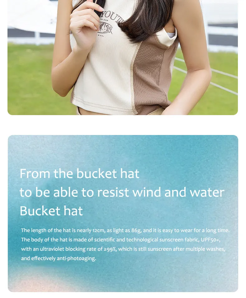 Sidiou Group ANNIOU Casual Wide Brim Bucket Sun Hat for Women Outdoor Camping Climbing UV Protection Hats Adjustable Breathable Sunshade Fishing Hat
