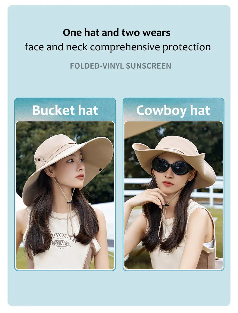 Sidiou Group ANNIOU Casual Wide Brim Bucket Sun Hat for Women Outdoor Camping Climbing UV Protection Hats Adjustable Breathable Sunshade Fishing Hat
