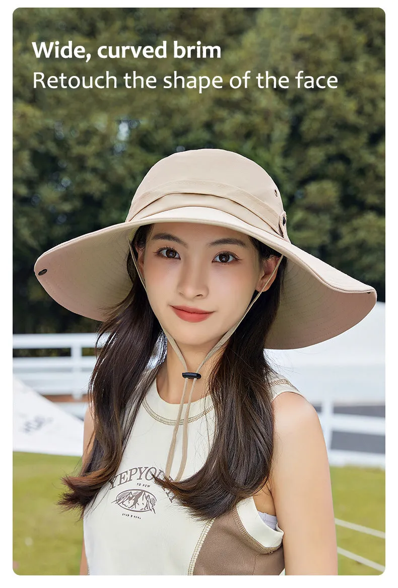 Sidiou Group ANNIOU Casual Wide Brim Bucket Sun Hat for Women Outdoor Camping Climbing UV Protection Hats Adjustable Breathable Sunshade Fishing Hat