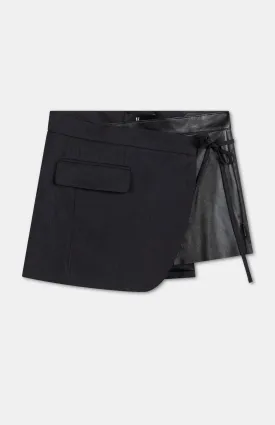 Skirt Mini Suiting X Leather