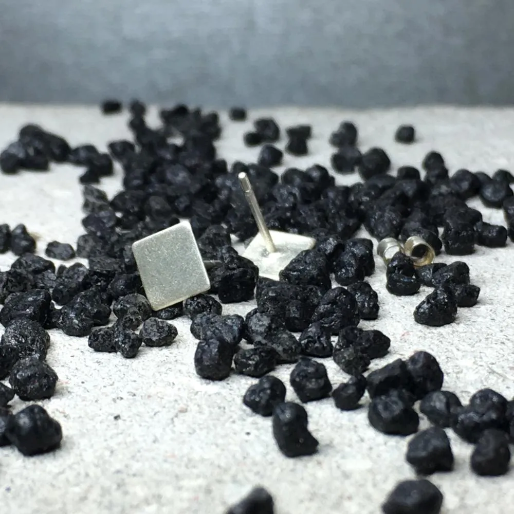 Square Earrings golden brass or silver