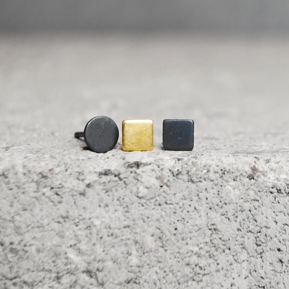 Square Earrings golden brass or silver