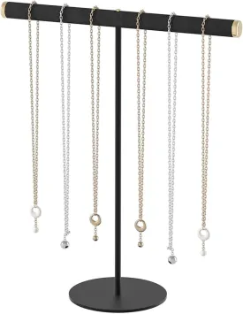 T-Bar Necklace Holder,Jewelry Chains Display Stand for Selling,Velvet Necklace Organizer Stand for Show,Jewelry Tower Tree (Black)