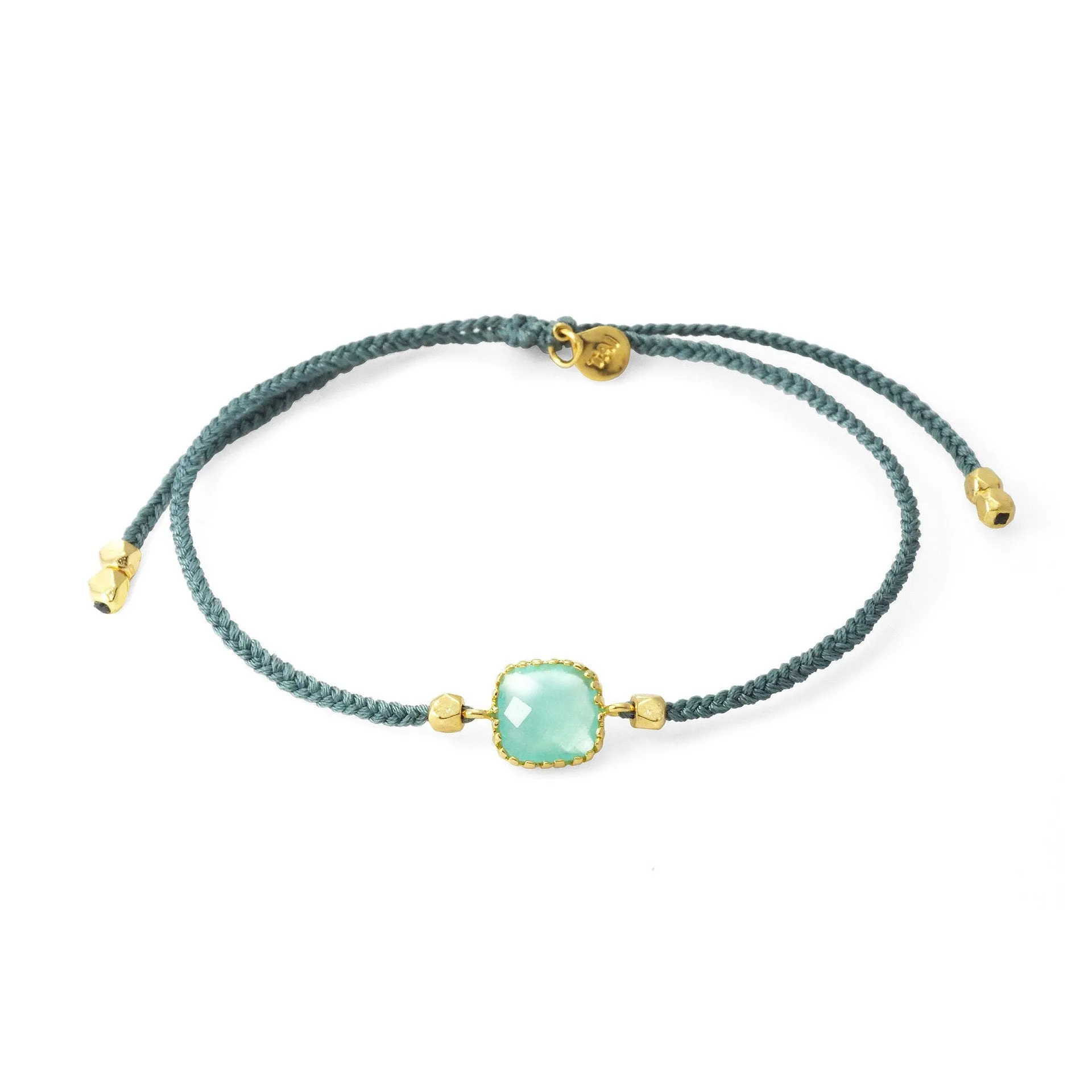 TAI Braided Nylon with Square Glass Charm Bracelet