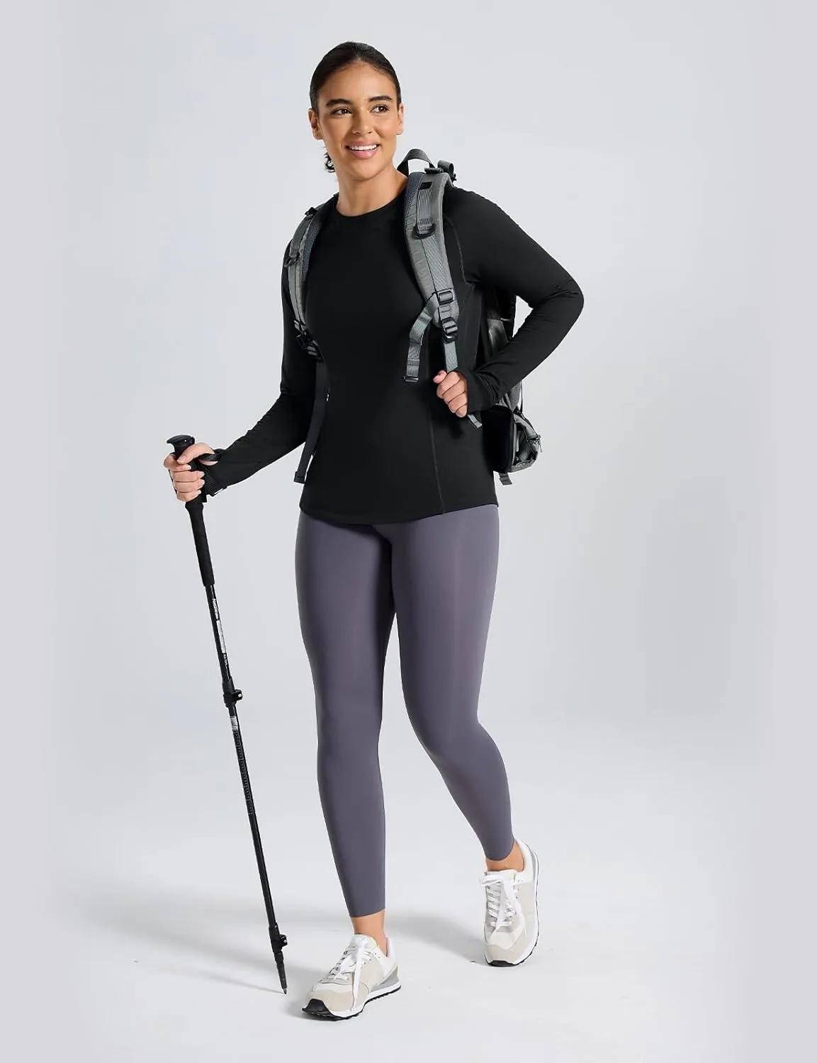 Thermal Shirts for Women Long Sleeve Fleece Tops Cold Weather Running Gear with Zipper Pocket Base Layer